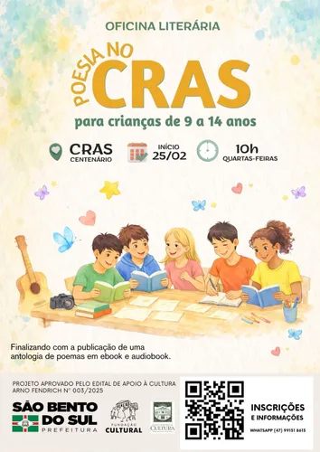 Oficina de poesia oferece 10 encontros gratuitos no CRAS Centenário