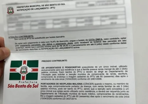 Últimos dias para garantir desconto no IPTU 2026 em São Bento do Sul