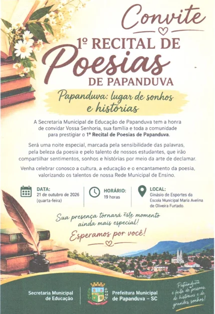 Papanduva promove 1º Recital de Poesias com participação de estudantes da rede municipal